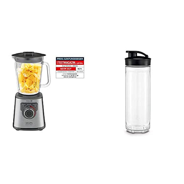 Krups KB403D Perfectmix+ Hochleistungsstandmixer | 1.200W | 28.000 UpM | 2L Glasbehälter, Edelstahl & WMF Kult X Mix & Go/Küchenminis Trinkflasche 600 ml, Smoothie Flasche, Tritan-Kunststoff im Sale